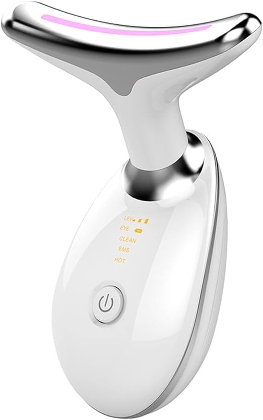 Masajeador 3D para rostro y cuello con luz LED y calor suave para una rutina de cuidado de la piel en casa