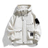 Chaqueta Casual para Hombre blanca de poliéster con capucha, bolsillos frontales y cierre de botones, estilo moderno