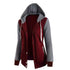 Chaqueta de Algodón para mujer en color burdeos con mangas grises y capucha gris con cordones blancos