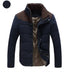 Chaqueta Parka Cortavientos azul marino para hombre con detalles marrones, acolchada y con cierre de botones y cremallera
